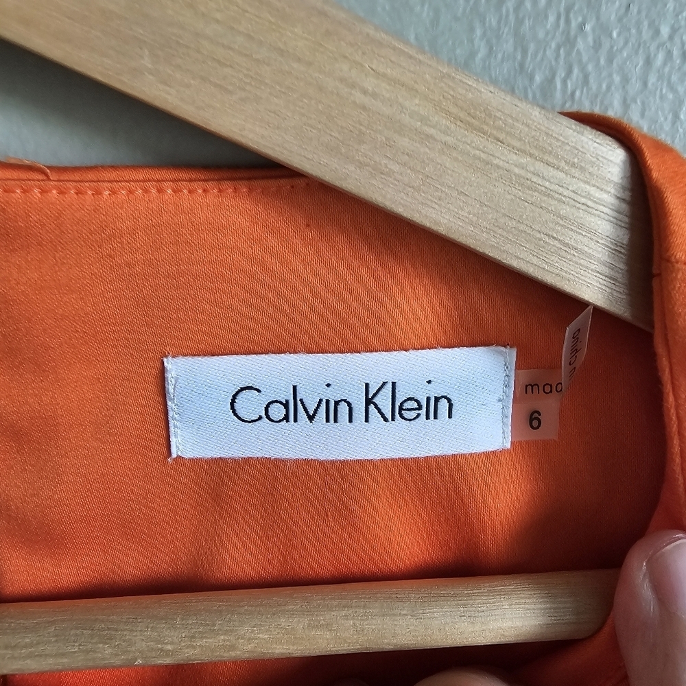 NEW Calvin Klein Bright Orange Panelled Dress with Zipper Accents Size 6 - Picture 5 of 5